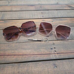 Oversized Square Sunglasses for Women 2 Pair